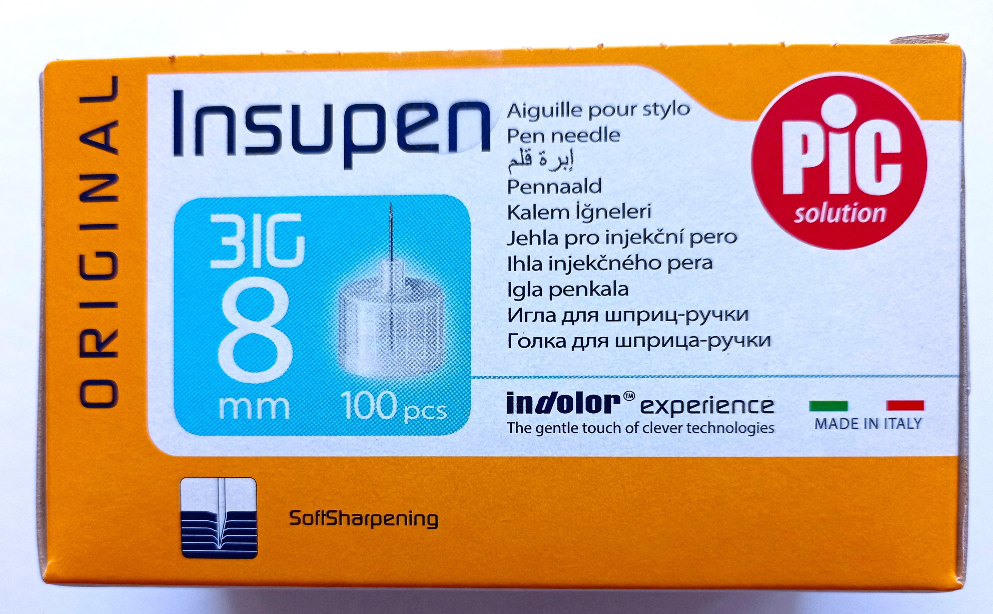 Стерильні голки INSUPEN ORIGINAL для інсулінових ручок, 31G*8 мм (0,25*8мм)